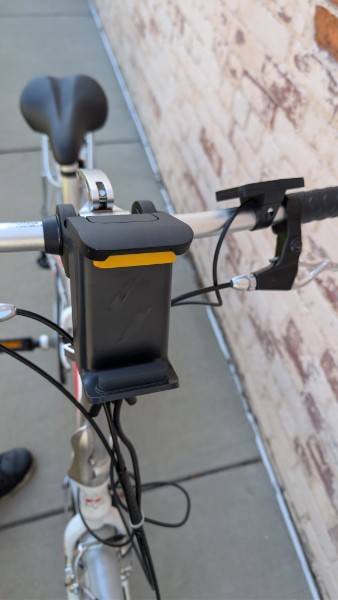 Folding bike handlebar battery mount